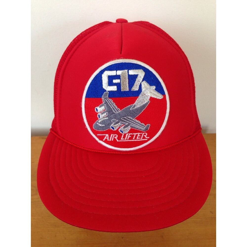 Vtg US Air Force USAF Boeing C-17 Globemaster III Airlifter Patch Trucker Hat